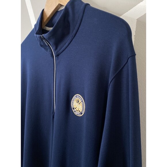 Adidas Adipure Modern Tech PGA Logo Players Navy Blue Mens Large Golf 1/4 Zip - Picture 3 of 16